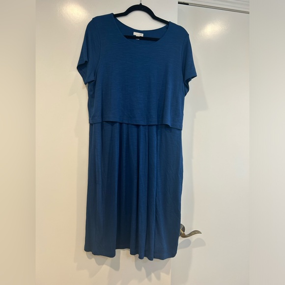 J Jill women's Size M short sleeve Teal Color Pull On Shirt Dress Button Detail - Picture 2 of 10